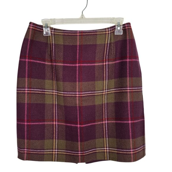 PENDLETON 100% Wool Skirt PURPLE GREEN PINK RED PLAID size 10 p Twee Classic - Picture 1 of 7